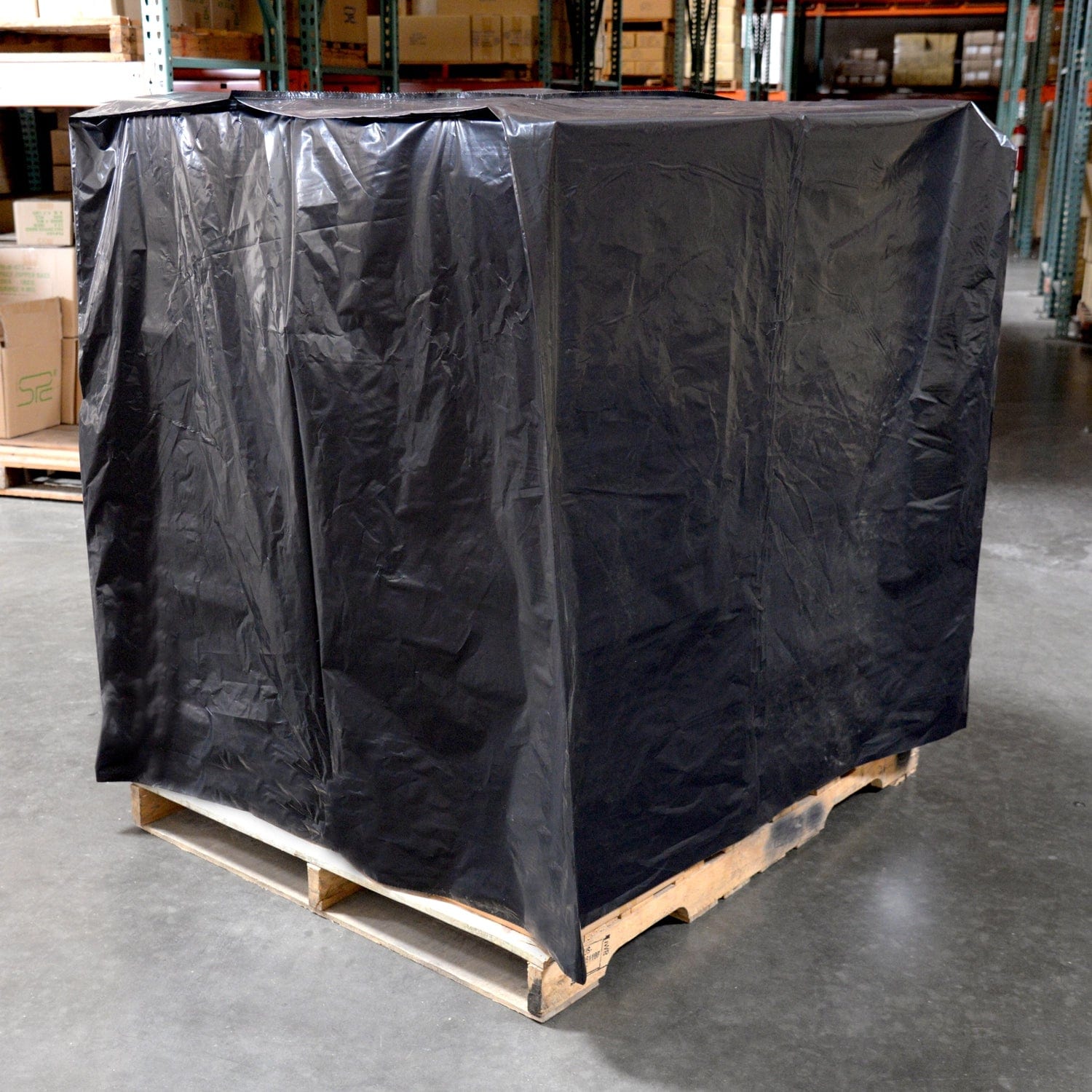 51" x 49" x 73" 3 Mil Black Pallet Covers - 50/Roll