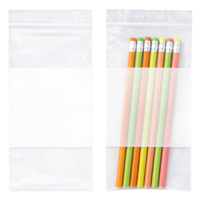 Reclosable Zip Locking White Block Bags
