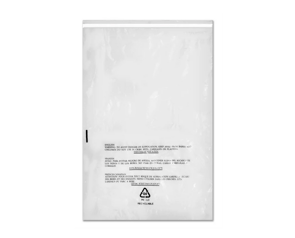 Suffocation Warning Lip-N-Tape Permanent Adhesive Tape Bags