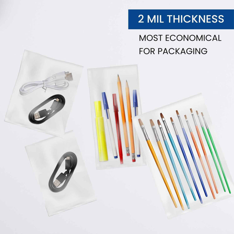 12" x 12" 2 Mil Flat Poly Bags - 1,000/Case