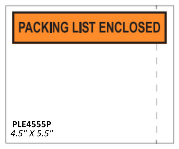 4.5" x 5.5" Printed "Packing List Enclosed" Envelopes - 1000/CS