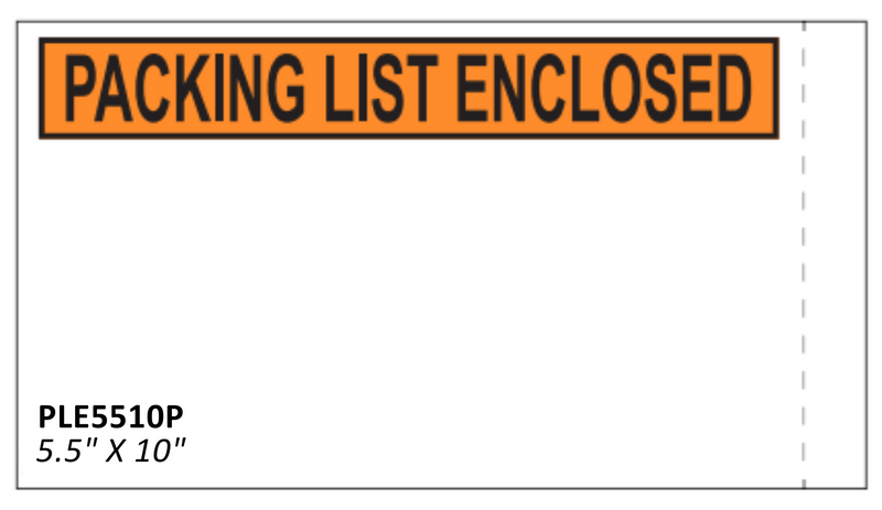 5.5" x 10" Printed "Packing List Enclosed" Envelopes - 1000/CS