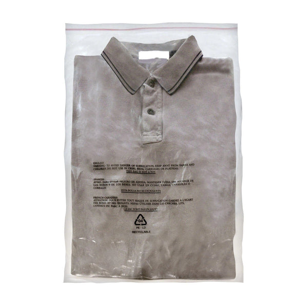 12" x 15" 1.5 Mil Suffocation Warning Bag with Self-Seal Adhesive Tape and Vent Holes - 1,000/Case