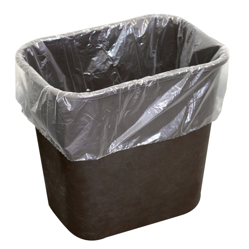 7-10 Gallons 0.4 Mil Clear Linear Low Density Density Trash Bags 15" x 9" x 23" - 500 Bags/Case