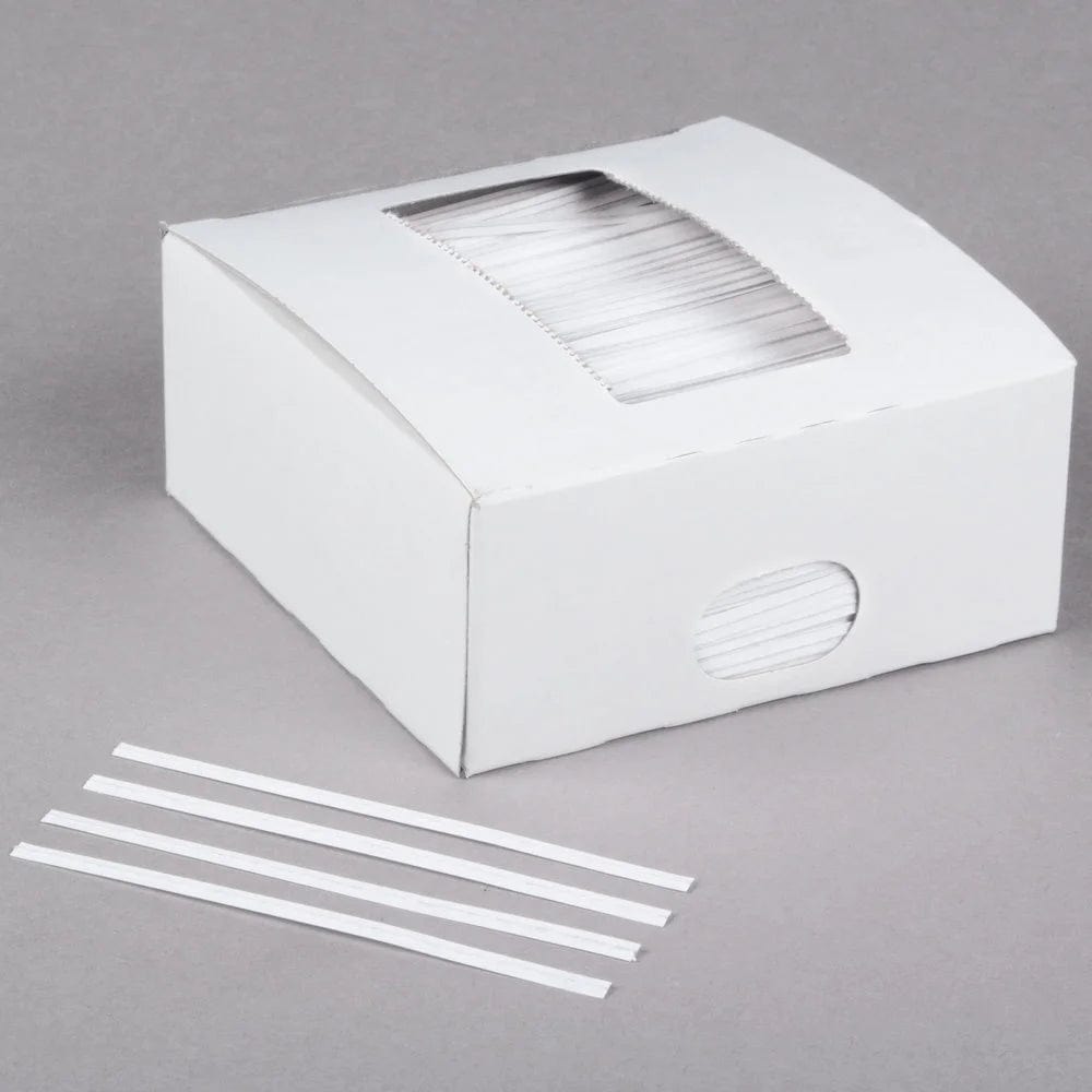 5" White Paper Bag Ties  - 2000/Case